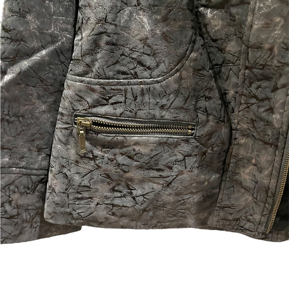 Christopher & Banks Gray Full Zip Collared Jacket Silver Metallic Size Medium - Picture 4 of 8